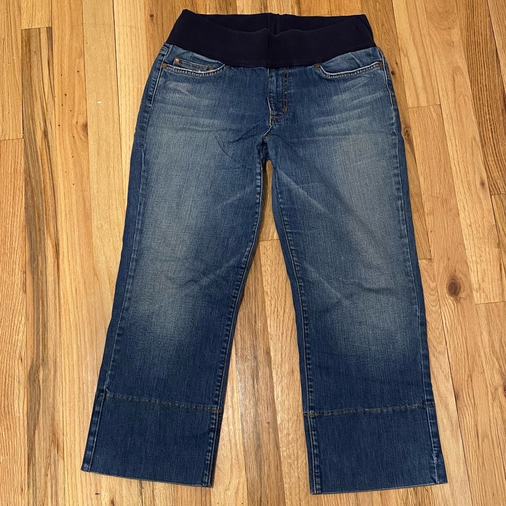 Joe's Jeans Cropped Maternity Denim with Navy Knit Waistband